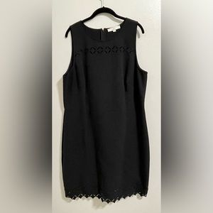 LOFT Sleeveless Black Laser Cut Sheath Dress